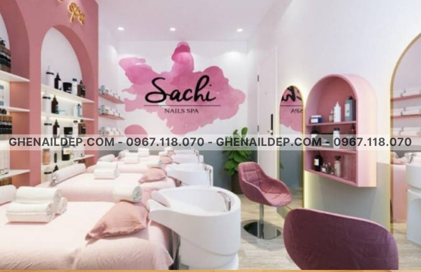 Sắp xếp bố cục tiệm nail gội đầu