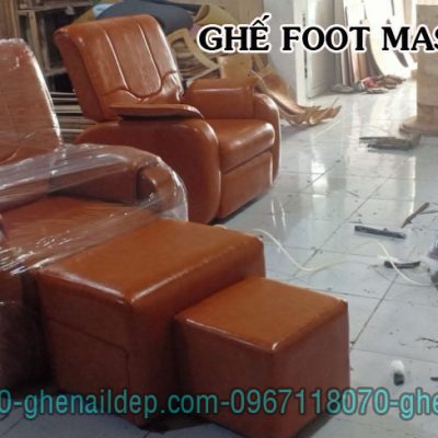 GHẾ FOOT MASSAGE MÀU NÂU DA BÒ - HÀ NỘI