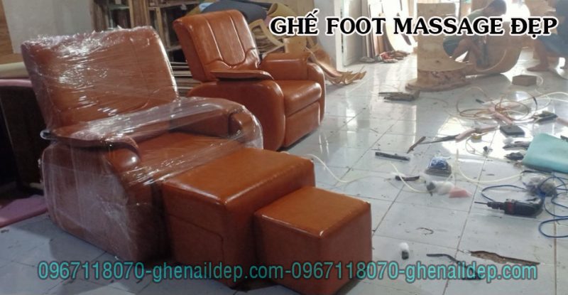 GHẾ FOOT MASSAGE MÀU NÂU DA BÒ - HÀ NỘI