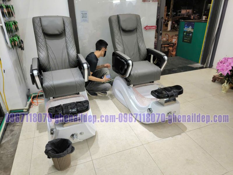 GHẾ NAIL PEDICURE MÀU XÁM